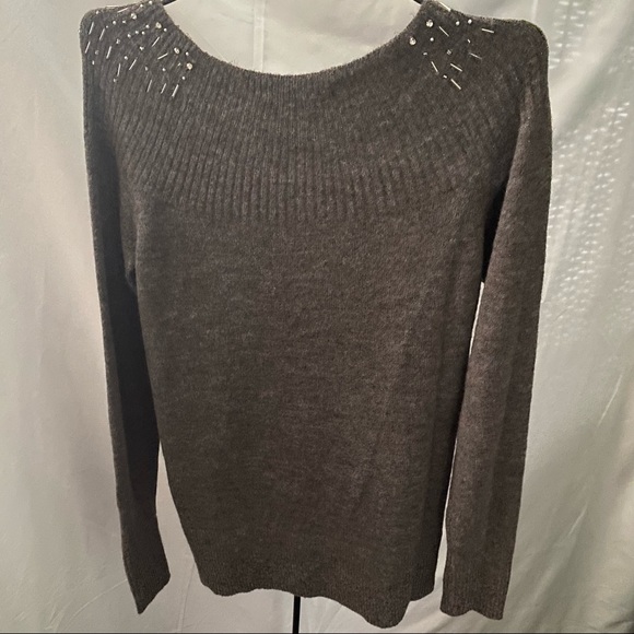 Apt9 Brown Jeweled Sweater Size Medium - Picture 2 of 4